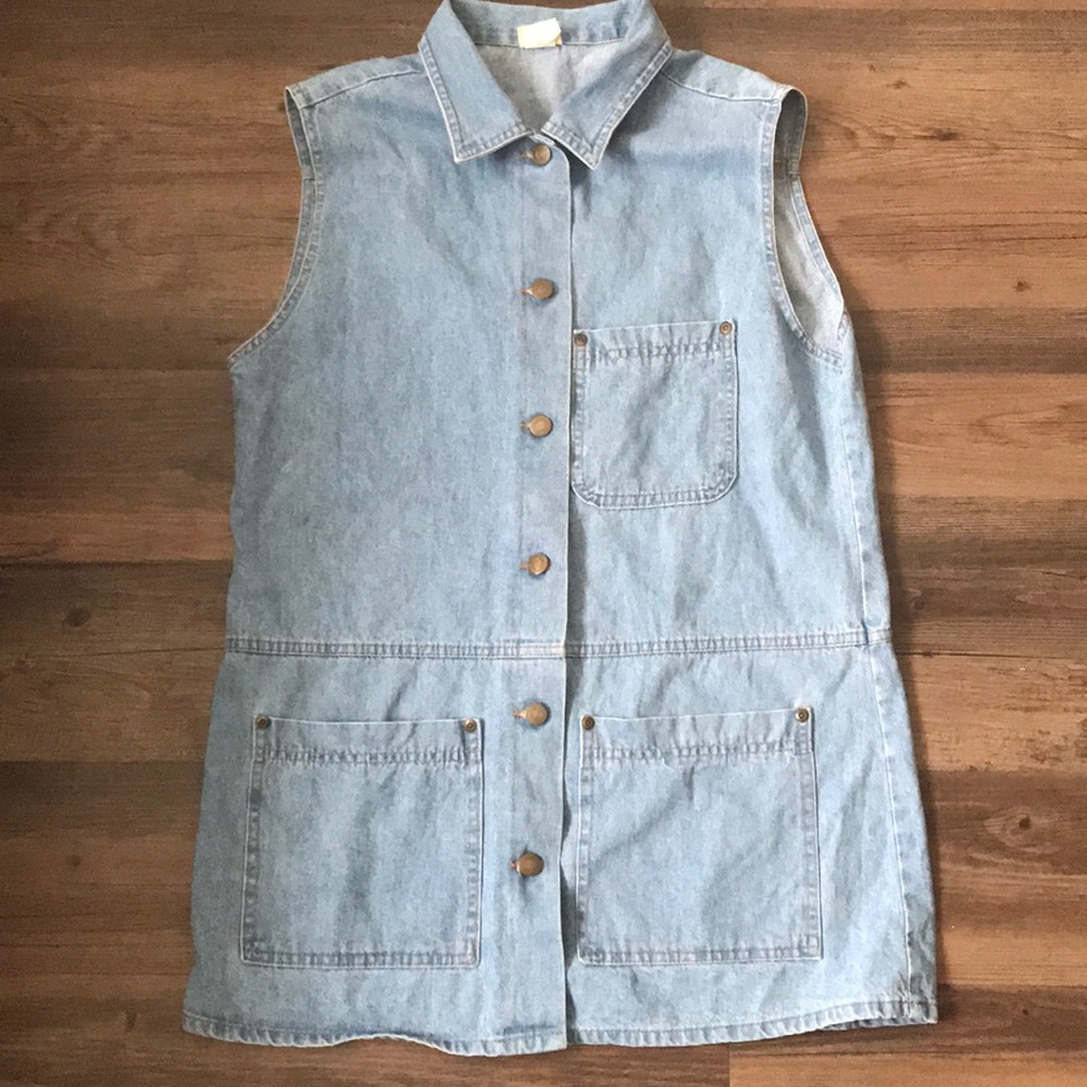 ⭐️90s Vintage blue jean vest or dress - Picture 4 of 13